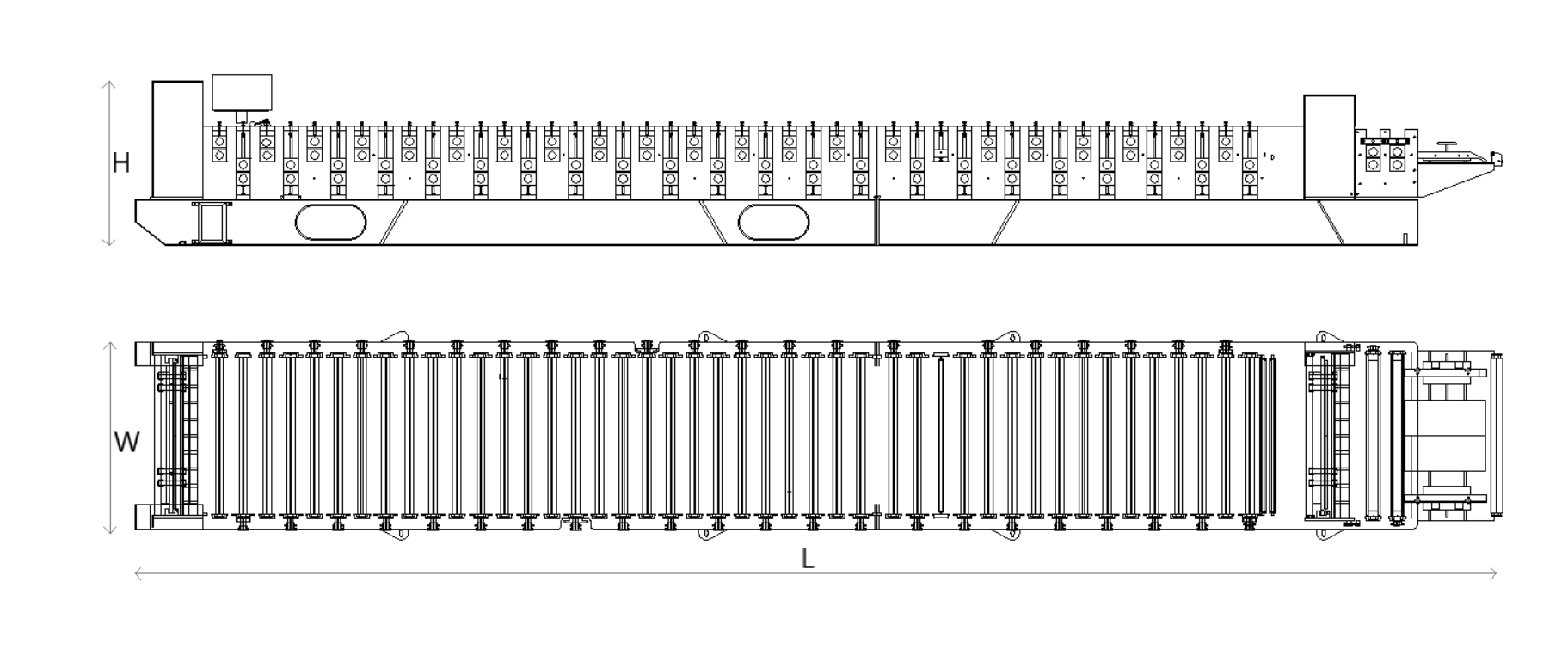 Máy Cán Tôn 2 Tầng Sóng Tròn và 6 Sóng Vuông